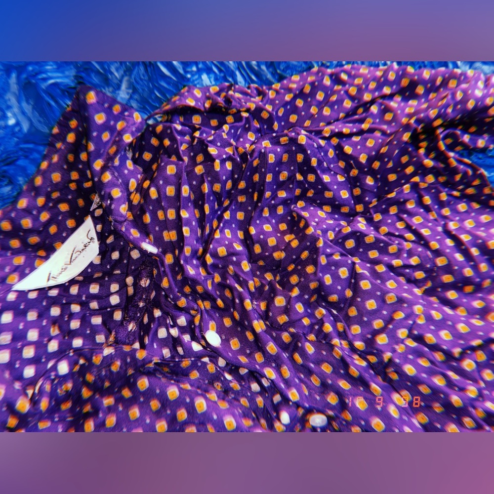 Vintage Purple and Orange patterned Button Down Blouse - 10 (1980’s)